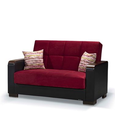 Armada X Upholstered Convertible Loveseat with Storage In Burgundy