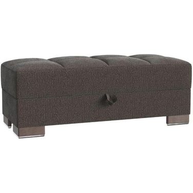 Armada X Upholstered Convertible Wood Trimmed Ottoman with Storage In Dark Gray