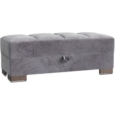 Armada X Upholstered Convertible Wood Trimmed Ottoman with Storage In Gray ARM-W-O-301