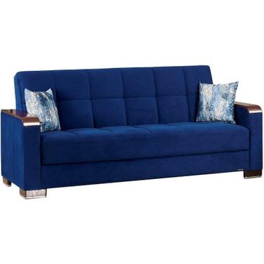 Armada X Upholstered Convertible Wood Trimmed Sofabed with Storage In Blue ARM-W-SB-304