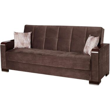 Armada X Upholstered Convertible Wood Trimmed Sofabed with Storage In Brown ARM-W-SB-308