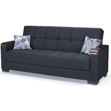 Armada X Upholstered Convertible Sofabed with Storage In Dark Blue