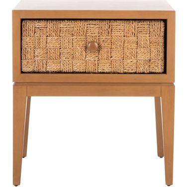 Armand Woven Wood Nightstand In Natural and Dark Brown