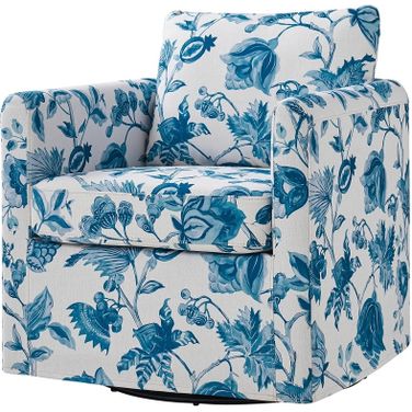 Armando Slipcovered Swivel Chair In Turquoise