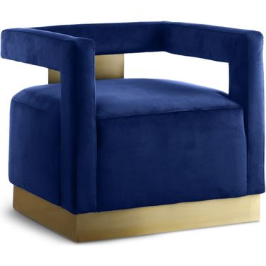 Armani Velvet Accent Chair In Navy