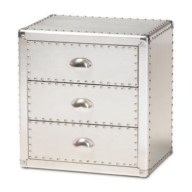 Armel Metal 3 Drawer End Table In Silver