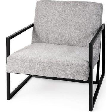 Armelle Gray Fabric Seat With Black Metal Frame Accent Chair