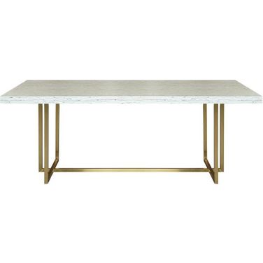 Armen Living Harmony Contemporary Dining Table In Brushed Gold Finish And Ash Veneer Top