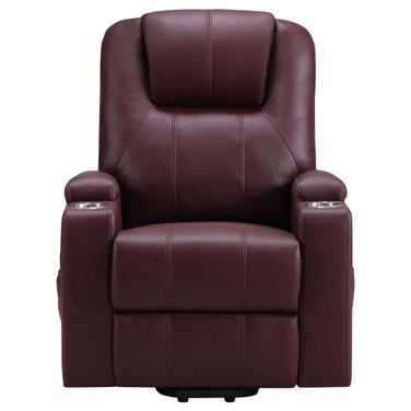 Armstrong Upholstered Power Lift Massage Recliner In Wine