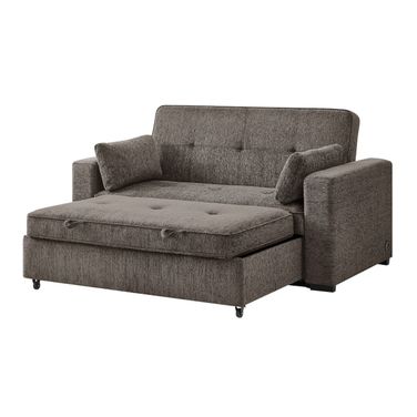 Arnold 75 Inch Chenille Convertible Sofa Sleeper with Memory Foam and USB Charging Ports In Ash Brown