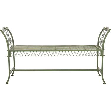 Arona Antique Green Wrought Iron 51 Inch Garden Bench