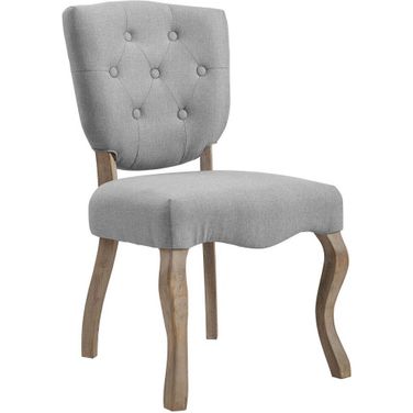 Array Vintage French Upholstered Dining Side Chair In Light Gray