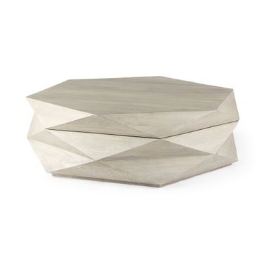 Arreto Solid Wood Hexagonal Storage Coffee Table In Natural