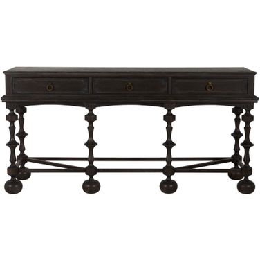 Arrington Console Table In Cerused Ash and Antique Brass