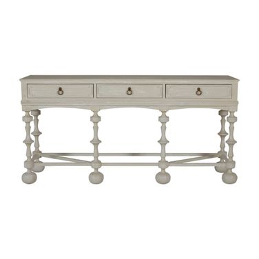 Arrington Console Table In Cerused White and Antique Brass