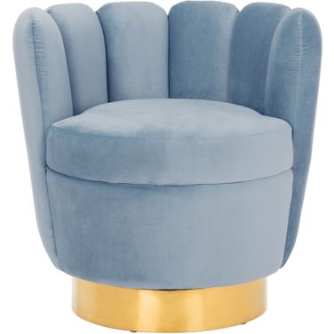 Arrow Swivel Velvet Chair In Light Blue