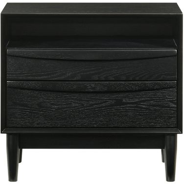 Artemio 2 Drawer Wood Nightstand with Shelf In Black