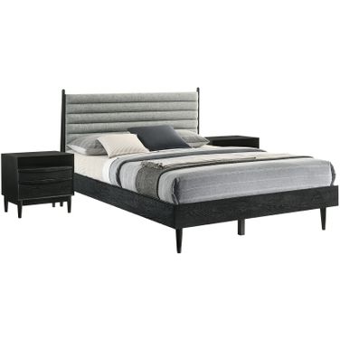 Artemio 3 Piece Wood Queen Bedroom Set In Black