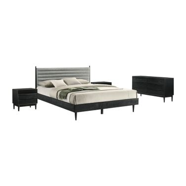 Artemio 4 Piece Wood King Bedroom Set In Black