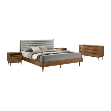 Artemio 4 Piece Wood King Bedroom Set In Brown