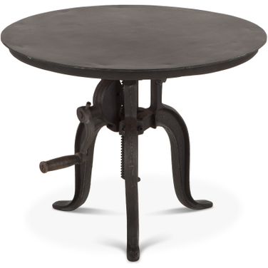 Artezia 24 Inch Height Adjustable Crank Side Table In Matte Black Cast Iron