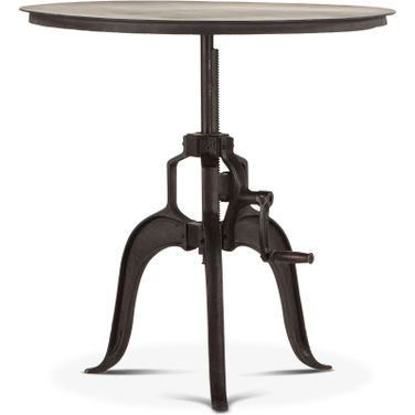 Artezia 30 Inch Height Adjustable Crank Side Table In Matte Black Cast Iron
