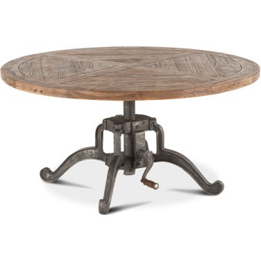 Artezia 42 Inch Height Adjustable Crank Coffee Table In Weathered Teak