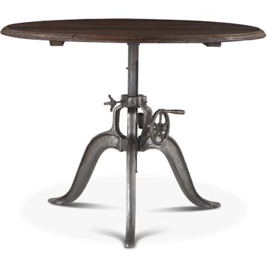 Artezia 48 Inch Height Adjustable Round Dining Table In Weathered Teak