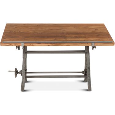 Artezia 62 Inch Drafting Desk with Adjustable Crank In Natural Teak
