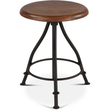 Artezia Height Adjustable Stool In Acacia and Iron with Walnut