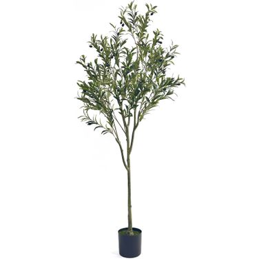 Artificial Olive Tree with Oblong Leaves and Slim Branches In Green