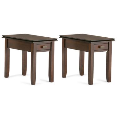 Artisan 14 Inch Solid Wood Narrow Side Table Set of 2 In Russet Brown