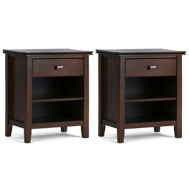 Artisan 24 Inch Solid Wood Night Stand Set of 2 In Russet Brown