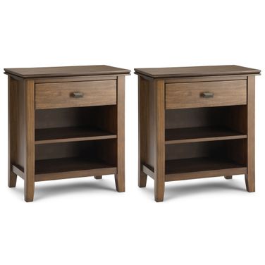 Artisan 24 Inch Solid Wood Night Stand Set of 2 In Rustic Natural Aged Brown