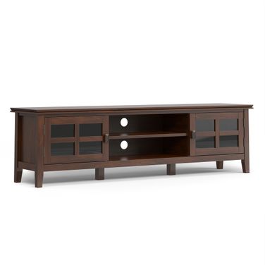 Artisan Solid Wood 72 Inch Low TV Media Stand In Russet Brown