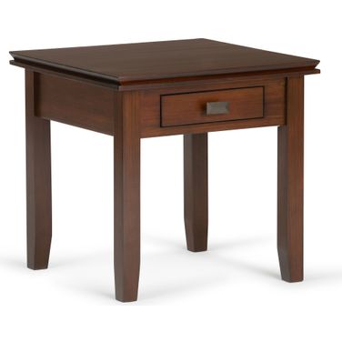 Artisan Solid Wood End Table In Russet Brown