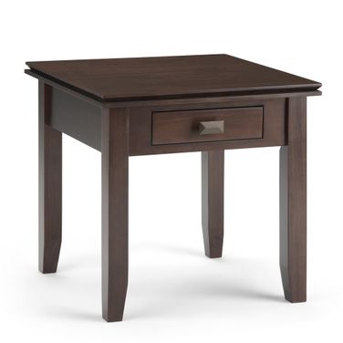 Artisan Solid Wood End Table In Tobacco Brown
