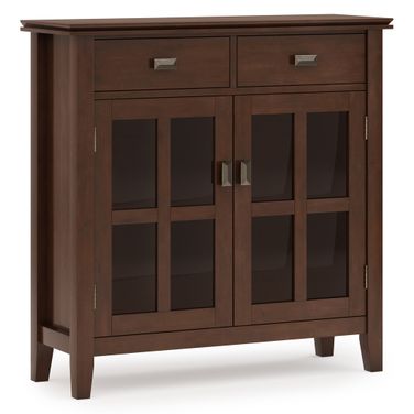 Artisan Solid Wood Entryway Storage Cabinet In Russet Brown
