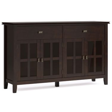 Artisan Solid Wood Large 4 Door Sideboard Buffet In Dark Chestnut Brown