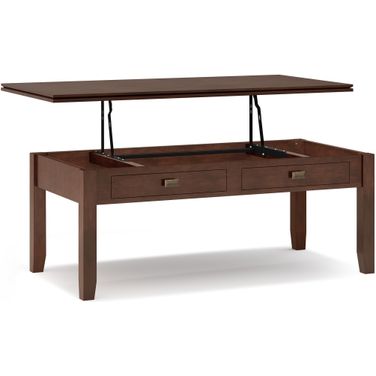 Artisan Solid Wood Lift Top Coffee Table In Russet Brown