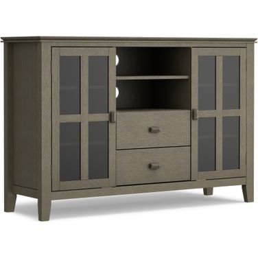 Artisan Solid Wood Tall TV Media Stand In Farmhouse Grey