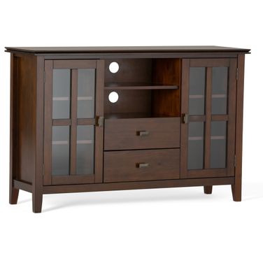 Artisan Solid Wood Tall TV Media Stand In Russet Brown