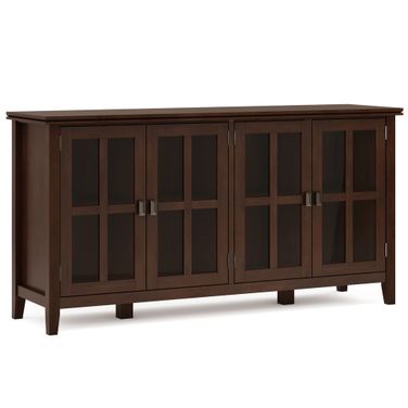 Artisan Solid Wood Wide 4 Door Storage Cabinet In Russet Brown