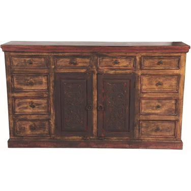 Arvada 2 Carved Doors 10 Drawers Buffet In Brown