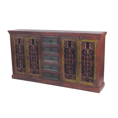 Arvada 4 Carved Doors and 5 Drawer Buffet In Brown