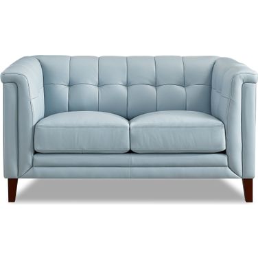 Arvo Leather Loveseat In Spa Blue