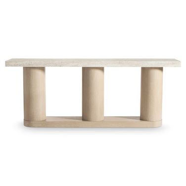 Asana Faux Stone Console Table In Tan