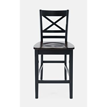 Asbury Park Solid Acacia Farmhouse X Back Stool Set of 2 In Black