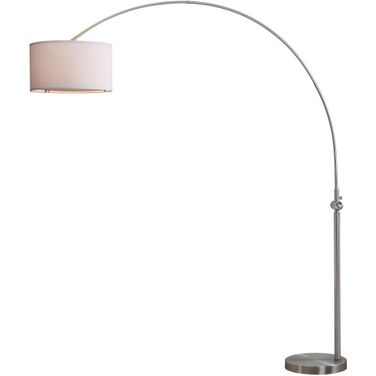 Ascella Nickle 86 Inch Arc Floor Lamp with White Shade