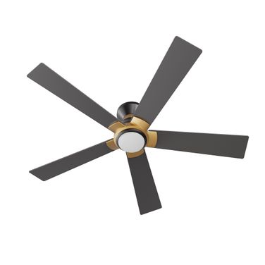 Ascender 52 Inch 5-Blade Flush Mount Smart Ceiling Fan with LED Light and Remote In Gold and Black